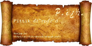 Pittik Árpád névjegykártya